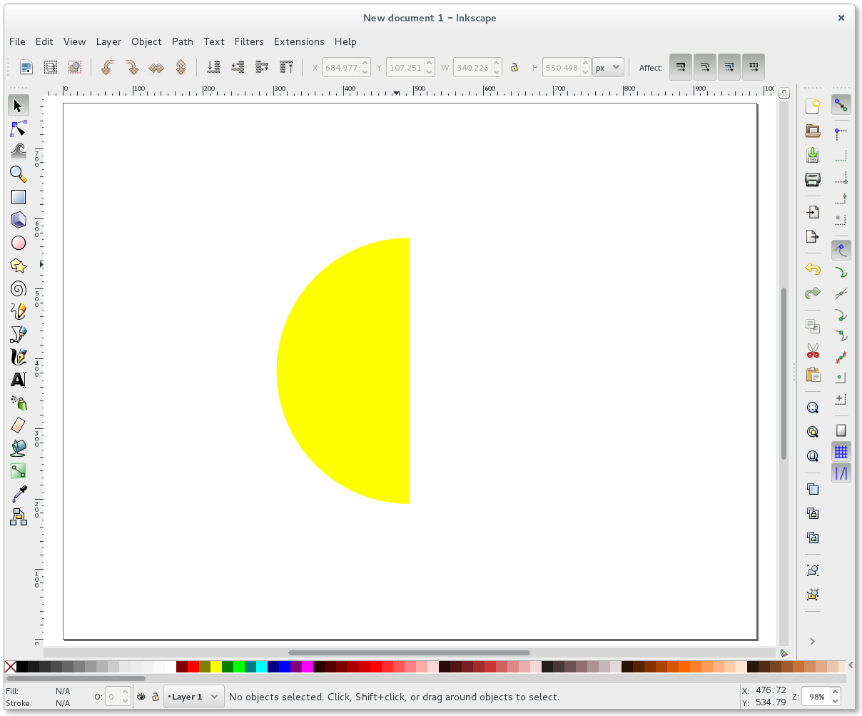Inkscape Difference yellow circle blue rectangle