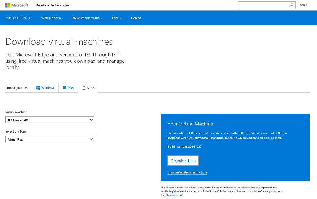 Virtual Machine (VM), Windows Virtual PC & BrowserStack : Microsoft Edge Dev