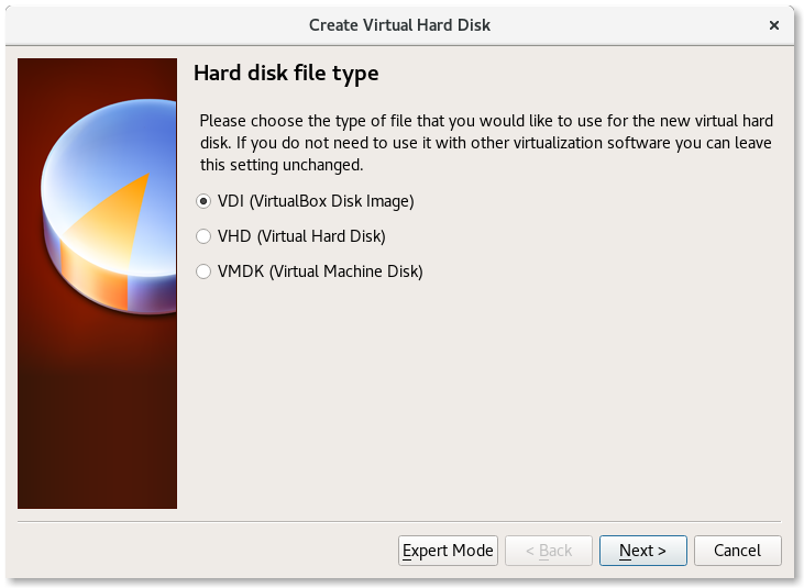 VirtualBox Kali Linux Hard disk file type