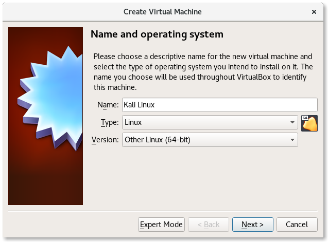 VirtualBox Kali Linux Name Operating System