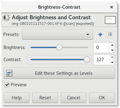 GIMP Brightness and Contrast tool