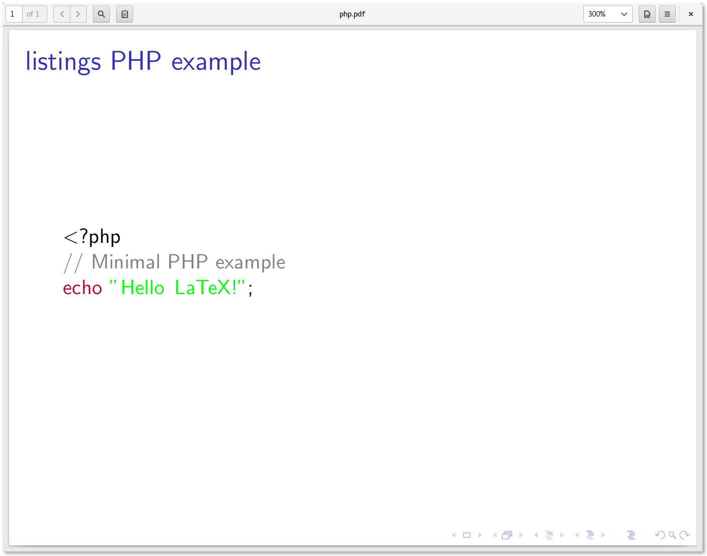 LaTeX listing PHP code highlighting